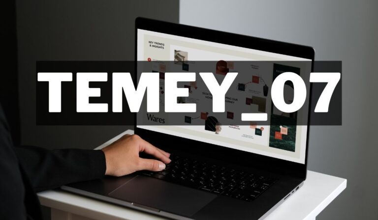 In this image write in bold words Temey_07 in white color, and the girl use computer for explain.