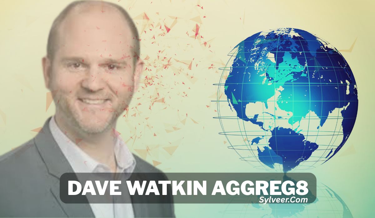 Portrait of Dave Watkin with a digital globe illustration, representing the Aggreg8 platform and global digital aggregation concept. Dave Watkin Aggreg8 by sylveer.com.