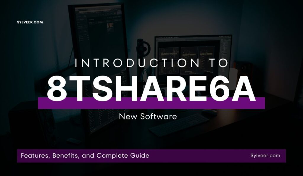 "Introduction to new software name 8tshare6a - features, benefits, and complete guide by Sylveer.com displayed on a modern computer setup."