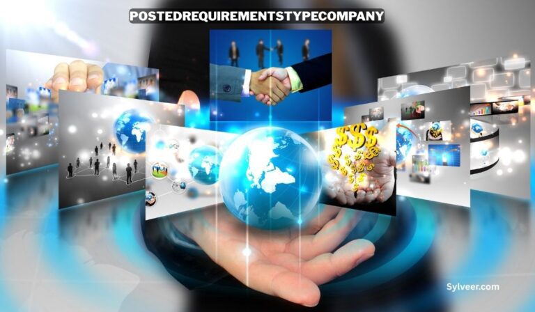 “PostedRequirementsTypeCompany concept illustration showing global business connections, handshake partnership, digital networking, and financial growth opportunities – Sylveer.com”